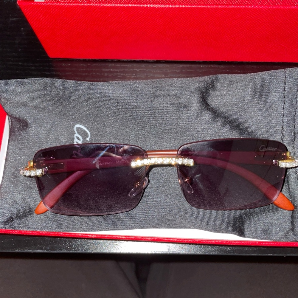 Cartier Gold and Dark Purple Sunglasses